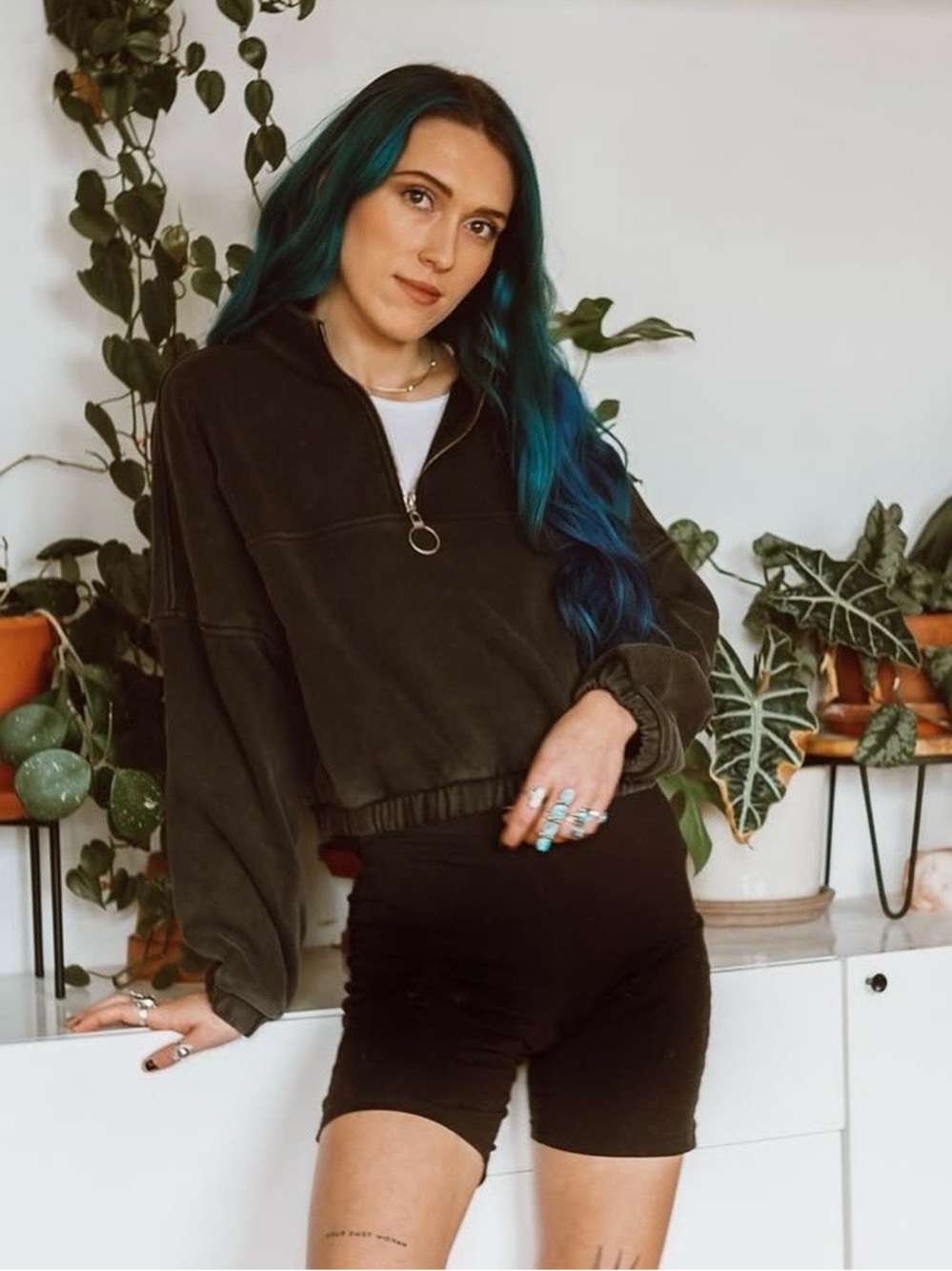 Hell Babes Half- Zip Cropped Sweatshirt